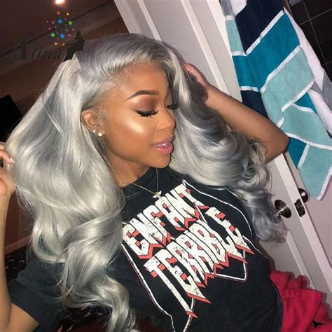 grey and black lace front wig|grey human hair frontal lace.